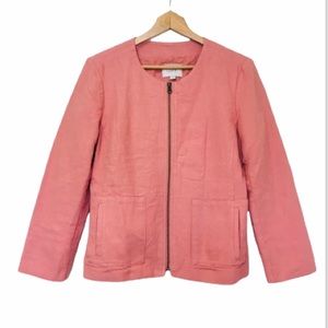 Ann Taylor LOFT Linen Zip up blazer jacket EUC 10